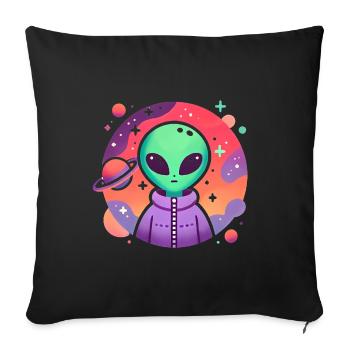 Alien Traveler Cosmic Art - Sofa pillowcase 17,3'' x 17,3'' (45 x 45 cm) - black - Front