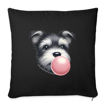 Terrier joueur avec chewing-gum - Housse de coussin décorative 45 x 45 cm - noir - Devant