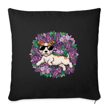 Norfolk Terrier with Sunglasses and Orchids - Sofa pillowcase 17,3'' x 17,3'' (45 x 45 cm) - black - Front