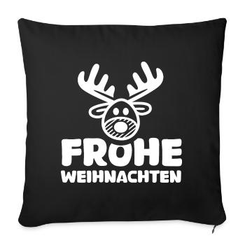 Frohe Weihnachten Rentier Elch comic cartoon Logo - Sofakissenbezug 45 x 45 cm - Schwarz - Vorne