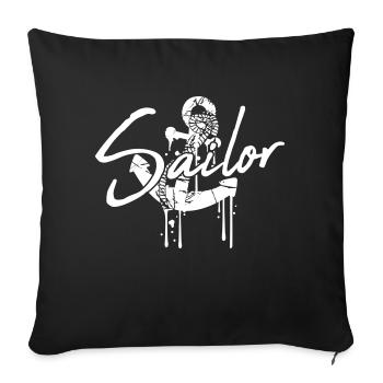 marin ancre graffiti chute voile texte disant - Housse de coussin décorative 45 x 45 cm - noir - Devant