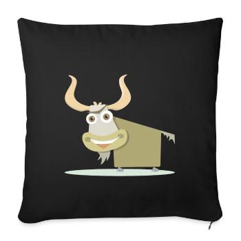 Illustration joyeuse d’une vache tibétaine. - Housse de coussin décorative 45 x 45 cm - noir - Devant