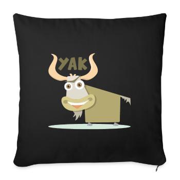 Cheerful and colorful illustration of a yak - Sofa pillowcase 17,3'' x 17,3'' (45 x 45 cm) - black - Front