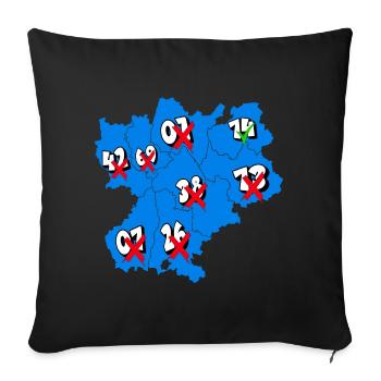 Région Rhône-Alpes - Housse de coussin décorative 45 x 45 cm - noir - Devant