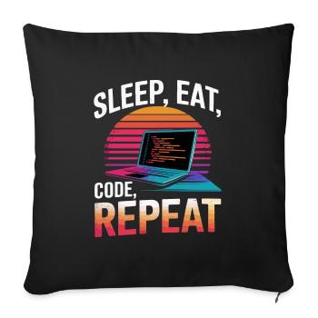 Schlaf Essen Code Wiederholen Geschenk Programmierer Entwickler - Sofakissenbezug 45 x 45 cm - Schwarz - Vorne
