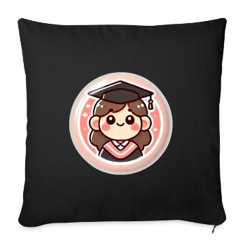 Graduation Cartoon Badge Design - Sofa pillowcase 17,3'' x 17,3'' (45 x 45 cm) - black - Front