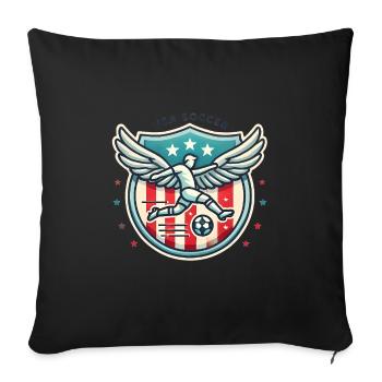 USA Soccer Badge with Wings Design - Sofa pillowcase 17,3'' x 17,3'' (45 x 45 cm) - black - Front