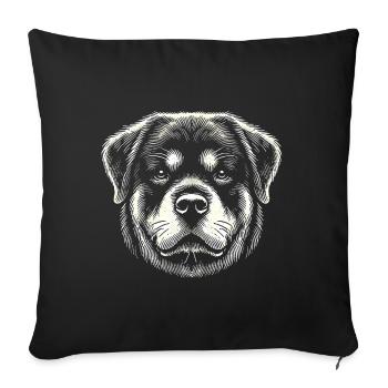 Rottweiler Head Ink Illustration - Sofa pillowcase 17,3'' x 17,3'' (45 x 45 cm) - black - Front