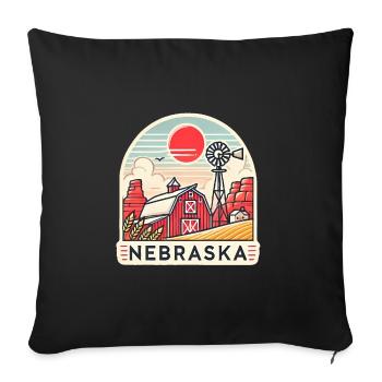 Nebraska Farm Sunset Illustration - Sofa pillowcase 17,3'' x 17,3'' (45 x 45 cm) - black - Front