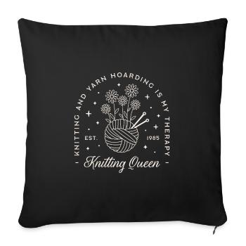 Le tricot est ma thérapie - Housse de coussin décorative 45 x 45 cm - noir - Devant