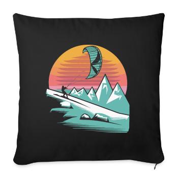 Snowkite Coucher de soleil minimaliste - Housse de coussin décorative 45 x 45 cm - noir - Devant