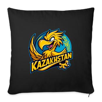 Kazakhstan Eagle Crest Cartoon Flag Gift - Sofa pillowcase 17,3'' x 17,3'' (45 x 45 cm) - black - Front