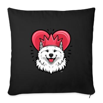 Cool Samoyed Dog with Crown - Sofa pillowcase 17,3'' x 17,3'' (45 x 45 cm) - black - Front