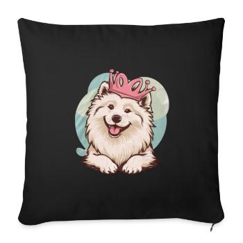 Cool Samoyed Dog with Crown - Sofa pillowcase 17,3'' x 17,3'' (45 x 45 cm) - black - Front
