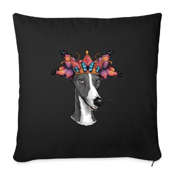 Lévrier en carton avec papillon - Housse de coussin décorative 45 x 45 cm - noir - Devant