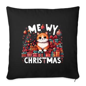 Meowy Christmas Cat Orange Funny Gift - Sofa pillowcase 17,3'' x 17,3'' (45 x 45 cm) - black - Front