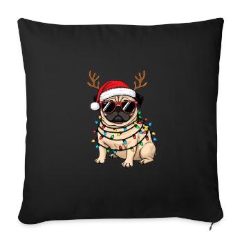 Christmas Pug - Sofa pillowcase 17,3'' x 17,3'' (45 x 45 cm) - black - Front