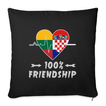 Lithuania and Croatia 100% friendship - Sofa pillowcase 17,3'' x 17,3'' (45 x 45 cm) - black - Front