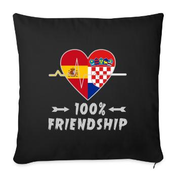 L'Espagne et la Croatie : amitié à 100 % - Housse de coussin décorative 45 x 45 cm - noir - Devant