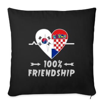 100 % amitié entre la Corée du Sud et la Croatie - Housse de coussin décorative 45 x 45 cm - noir - Devant