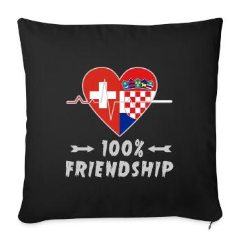 100 % amitié entre la Suisse et la Croatie - Housse de coussin décorative 45 x 45 cm - noir - Devant