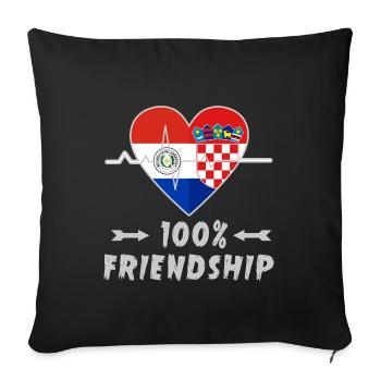 100 % amitié entre le Paraguay et la Croatie - Housse de coussin décorative 45 x 45 cm - noir - Devant
