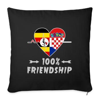 Uganda and Croatia 100% friendship - Sofa pillowcase 17,3'' x 17,3'' (45 x 45 cm) - black - Front