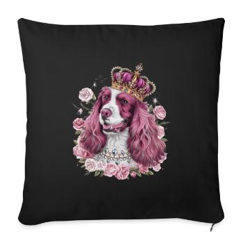 Cocker Spaniel with Crown and Roses - Sofa pillowcase 17,3'' x 17,3'' (45 x 45 cm) - black - Front