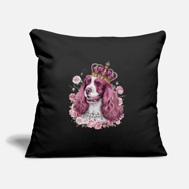 Cocker Spaniel avec couronne et roses Housse de coussin décorative 45 x 45 cm