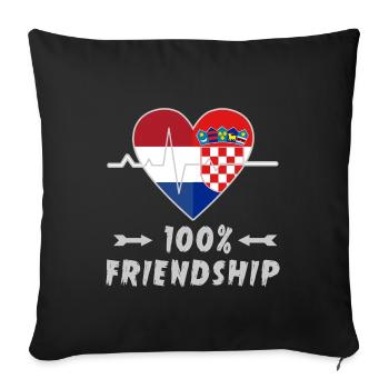100 % amitié entre les Pays-Bas et la Croatie - Housse de coussin décorative 45 x 45 cm - noir - Devant
