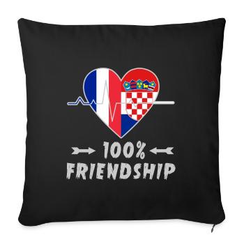 France and Croatia 100% friendship - Sofa pillowcase 17,3'' x 17,3'' (45 x 45 cm) - black - Front