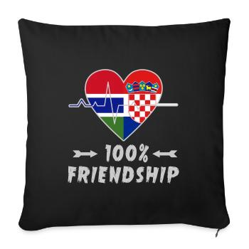 Gambia and Croatia 100% friendship - Sofa pillowcase 17,3'' x 17,3'' (45 x 45 cm) - black - Front