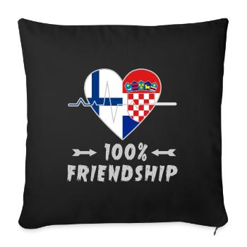 Finland and Croatia 100% friendship - Sofa pillowcase 17,3'' x 17,3'' (45 x 45 cm) - black - Front