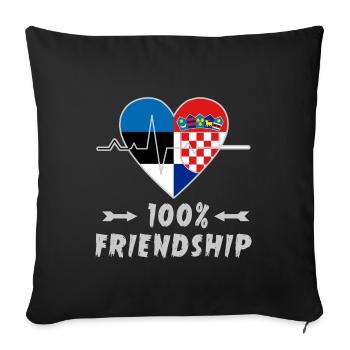 Estonia and Croatia 100% friendship - Sofa pillowcase 17,3'' x 17,3'' (45 x 45 cm) - black - Front