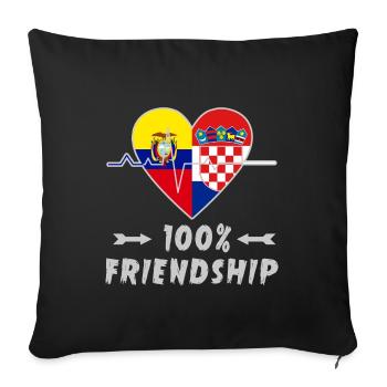 L'Equateur et la Croatie : amitié à 100 % - Housse de coussin décorative 45 x 45 cm - noir - Devant