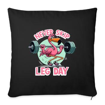 Jour des jambes Flamingo Leg Workout Cadeau de gymnastique drôle - Housse de coussin décorative 45 x 45 cm - noir - Devant