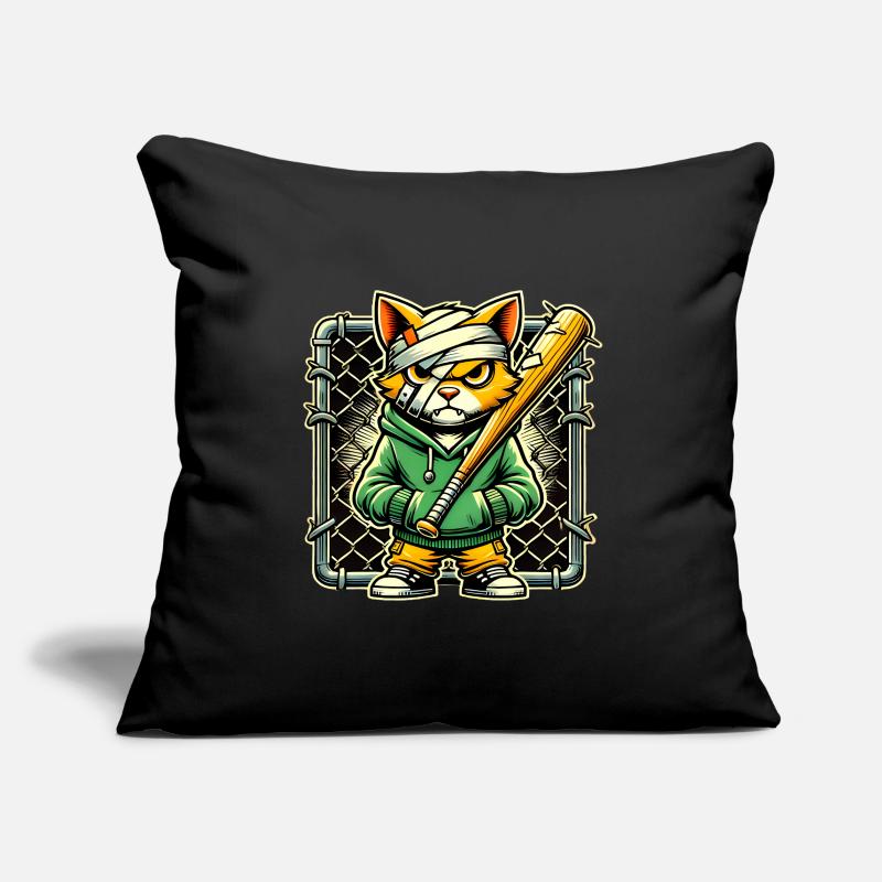 Fierce Cat with Bat Graphic Design Sofa pillowcase 17,3'' x 17,3'' (45 x 45 cm)