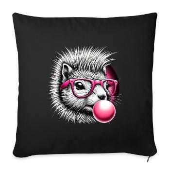 Quirky Squirrel with Pink Glasses - Sofa pillowcase 17,3'' x 17,3'' (45 x 45 cm) - black - Front