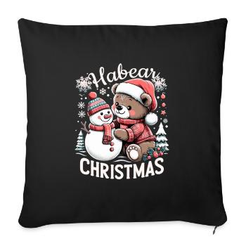 Habear Noël Ours Bonhomme de neige Cadeau de neige - Housse de coussin décorative 45 x 45 cm - noir - Devant