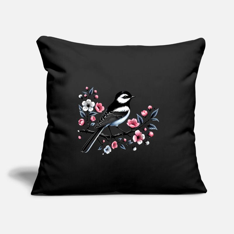 Chicadee auf blühendem Ast Design Sofakissenbezug 45 x 45 cm