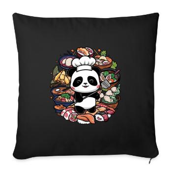 Mignon panda chef cuisine idéal pour le chef - Housse de coussin décorative 45 x 45 cm - noir - Devant