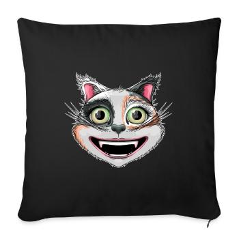 happy calico cat - Sofa pillowcase 17,3'' x 17,3'' (45 x 45 cm) - black - Front