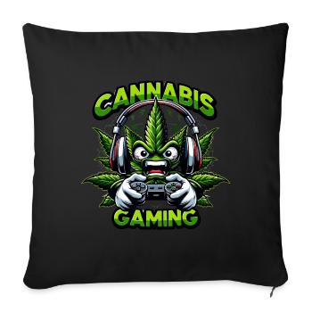 Wütendes Cannabisblatt beim Spielen eines Videospiels - Sofakissenbezug 45 x 45 cm - Schwarz - Vorne