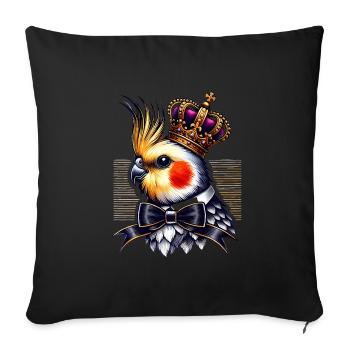 Royal Cockatiel with Crown Bowtie - Sofa pillowcase 17,3'' x 17,3'' (45 x 45 cm) - black - Front