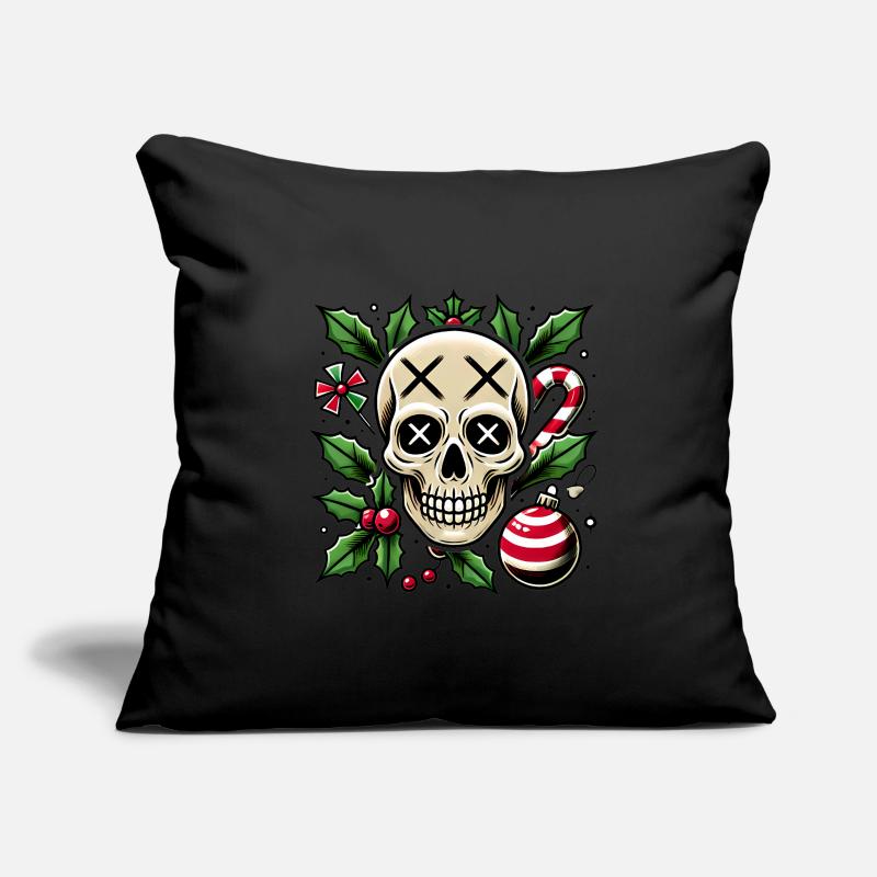 Crâne festif avec des éléments de Noël Housse de coussin décorative 45 x 45 cm