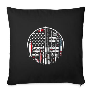 Canne à pêche American Flag Design - Housse de coussin décorative 45 x 45 cm - noir - Devant