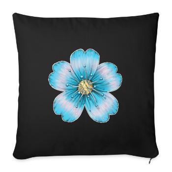 Light blue flower - Sofa pillowcase 17,3'' x 17,3'' (45 x 45 cm) - black - Front