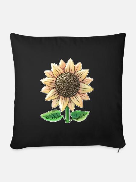 Sonnenblume - Sofakissenbezug 45 x 45 cm - Schwarz