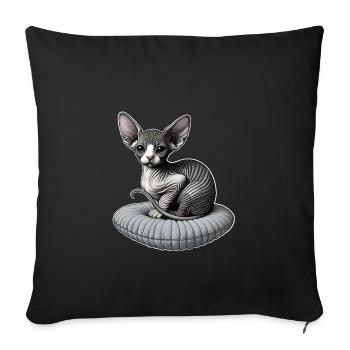 Petit chat Sphynx - Housse de coussin décorative 45 x 45 cm - noir - Devant