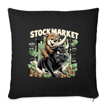 Stock Market Stock Market Bull Bull Bear Profit Gift - Sofa pillowcase 17,3'' x 17,3'' (45 x 45 cm) - black - Front